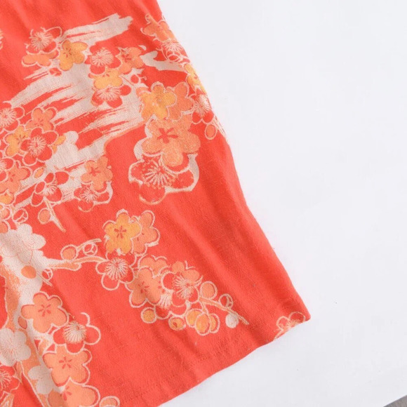 Free People Mixed Print Twist Orange Floral Boho  Maxi Dress XS - Picture 6 of 16